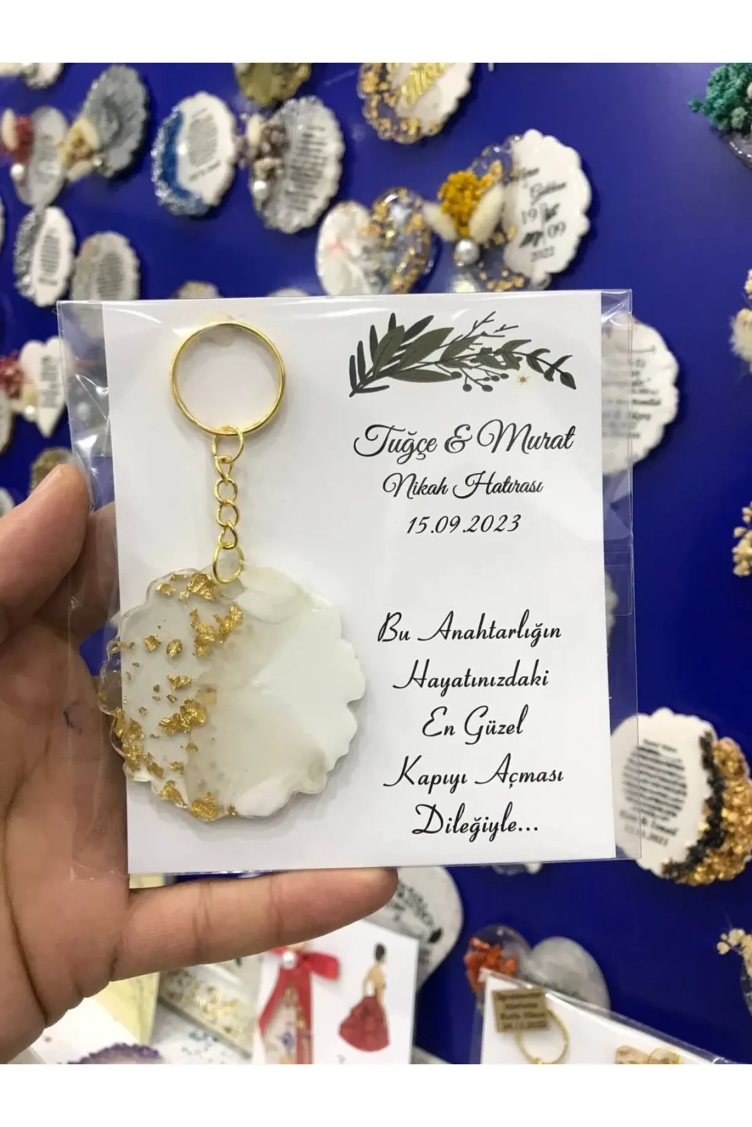 Epoksi Anahtarlık  Söz Nişan Nikah Düğün Kına Hediyelik 2