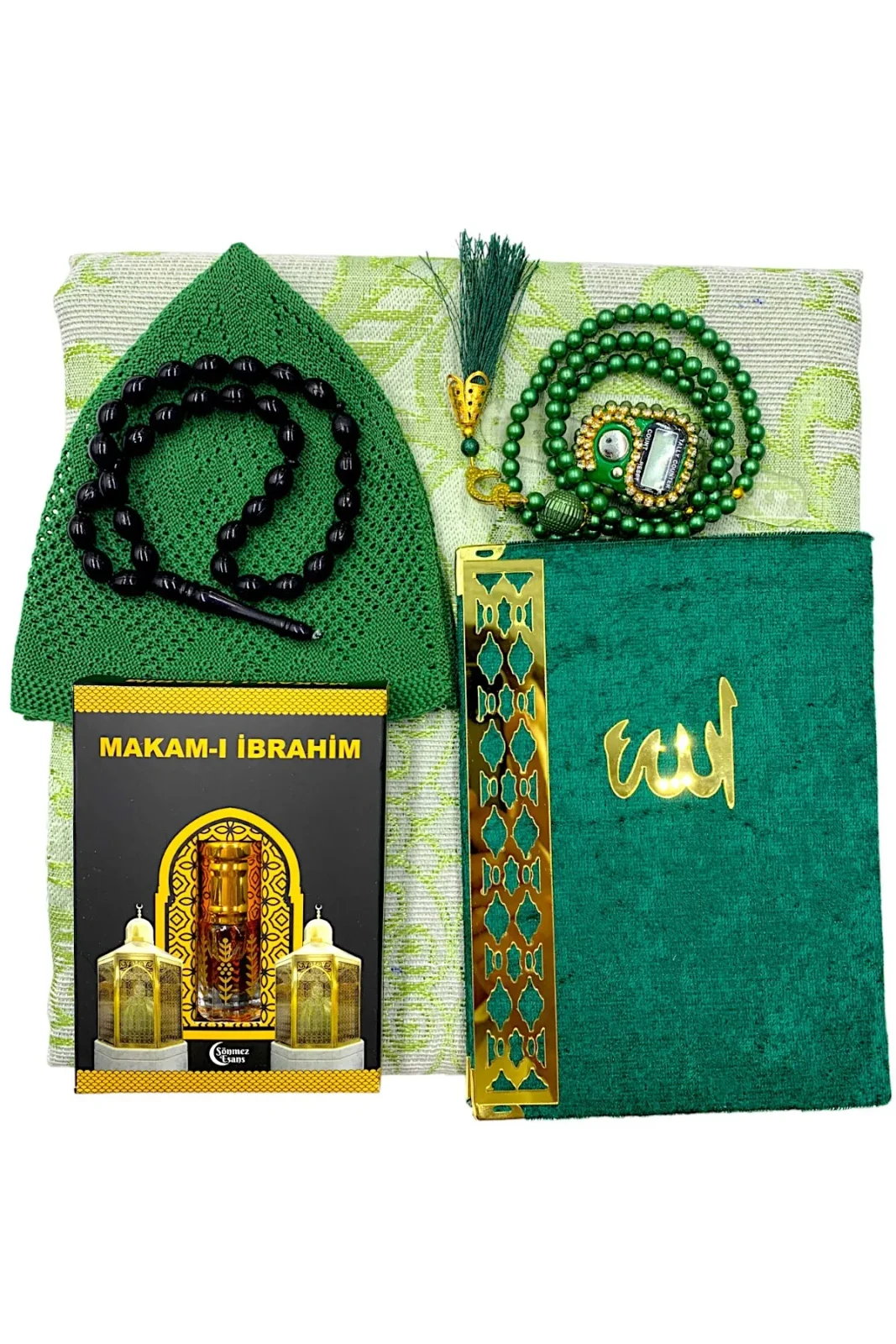 Çeyizlik Seccade Seti Kutulu Dini Şamdan Ramazan Hediyelik Bohça Seti 2