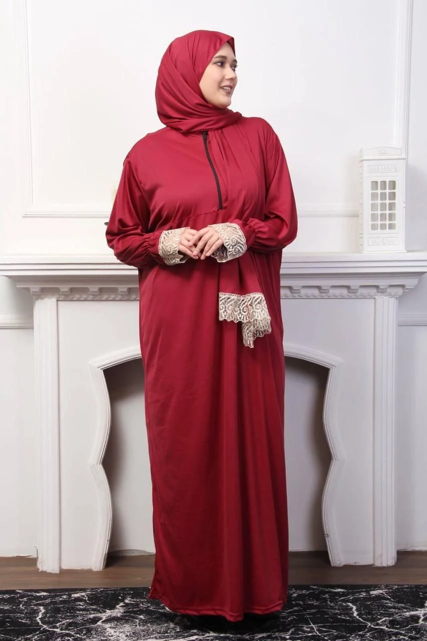 FERMUARLI KÜPÜR DESENLİ  NAMAZ ELBİSESİ 5