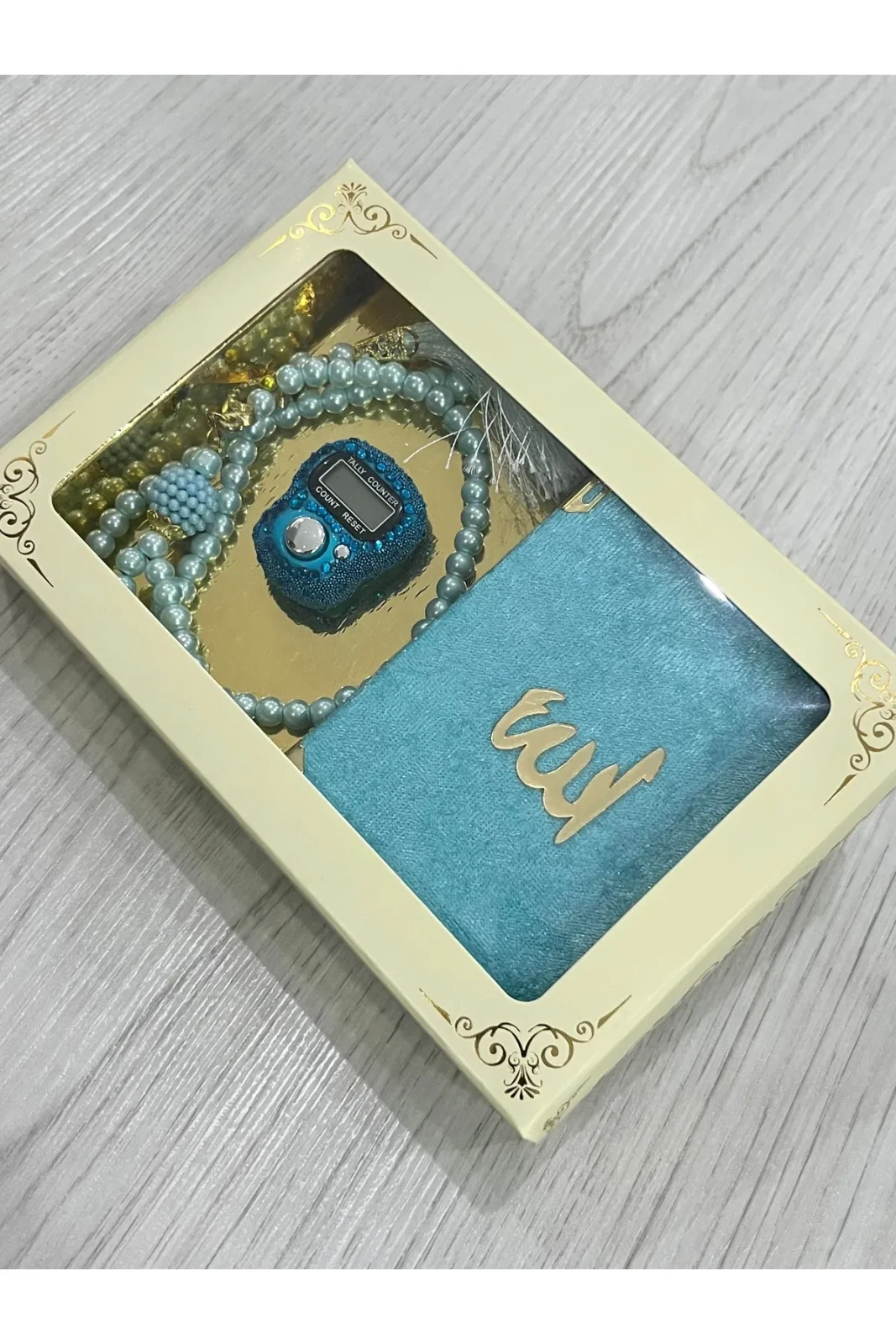 Hediyelik Kutulu Yasin Cüzü Tesbih Ve Taşlı Zikirmatik Seti 2